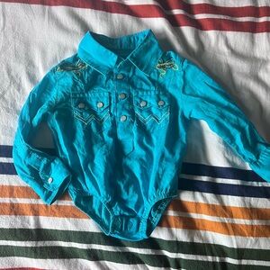 Wrangler Blue Embroidered Baby Onsie